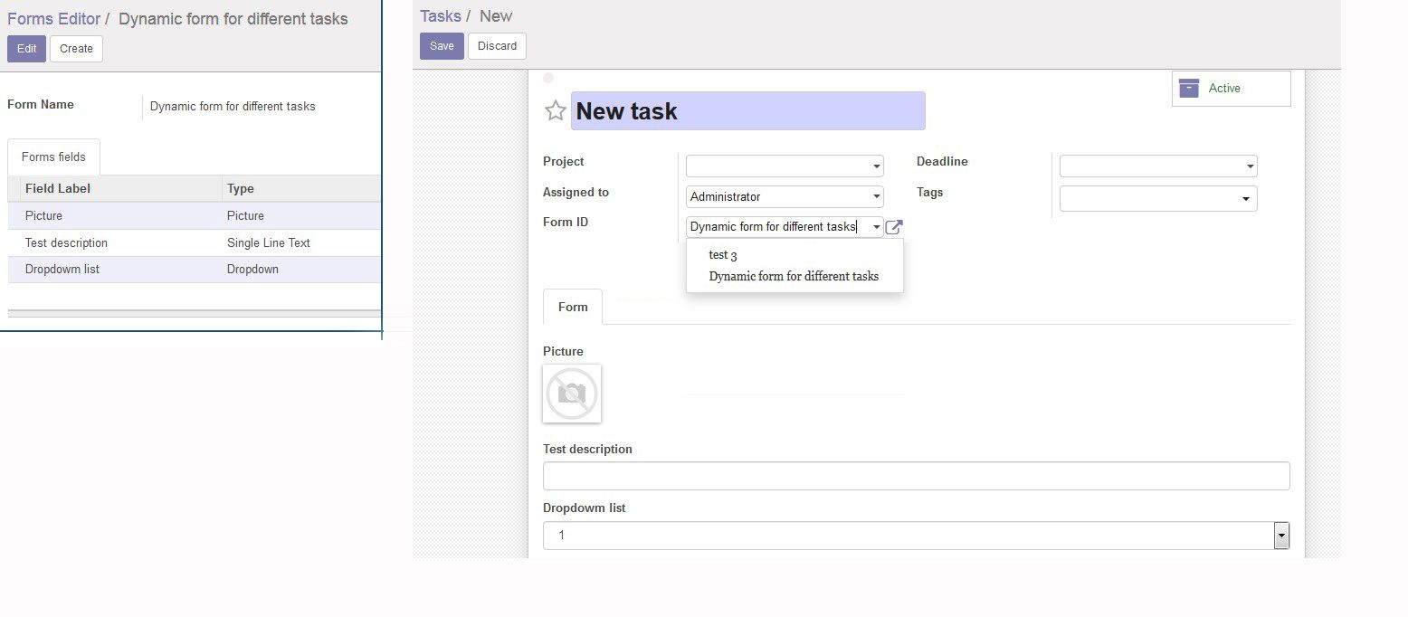 Dynamic field's Odoo form editor